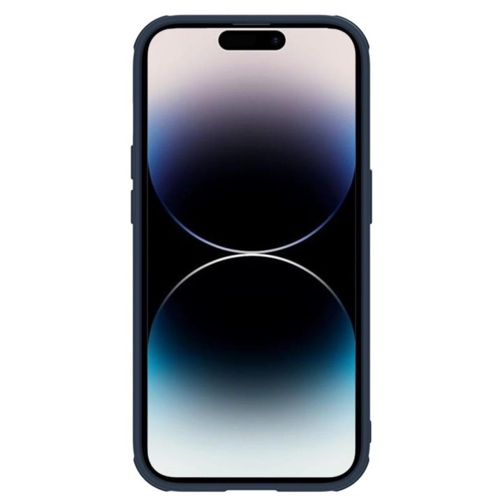Nillkin Textured S Case iPhone 14 Pro Max šarvuotas dėklas su mėlynos spalvos kameros dangteliu