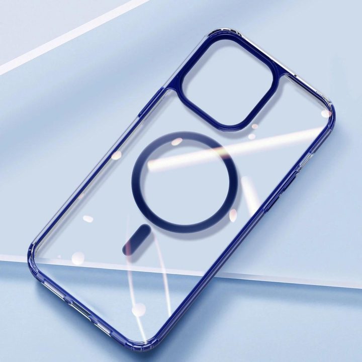 Clin2 dėklas iPhone 14 Plus magnetinis MagSafe dangtelis mėlynas
