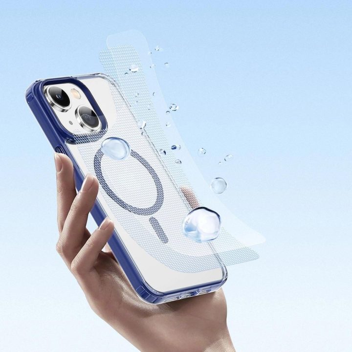 Clin2 dėklas iPhone 14 Plus magnetinis MagSafe dangtelis mėlynas