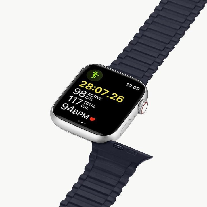 Dirželis (Armor Version) Apple Watch SE dirželis, 9, 8, 7, 6, 5, 4, 3, 2, 1 (41, 40, 38 mm) silikoninė magnetinė apyrankė mėlyna