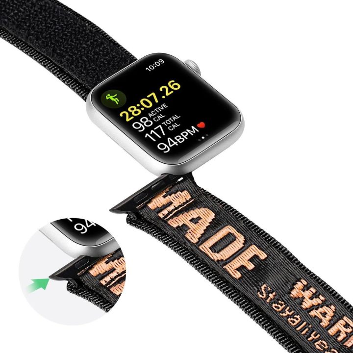 Dirželis (lauko versija) Apple Watch Ultra Strap, SE, 9, 8, 7, 6, 5, 4, 3, 2, 1 (49, 45, 44, 42 mm) juodos ir oranžinės spalvos