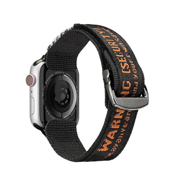 Dirželis (lauko versija) Apple Watch Ultra Strap, SE, 9, 8, 7, 6, 5, 4, 3, 2, 1 (49, 45, 44, 42 mm) juodos ir oranžinės spalvos