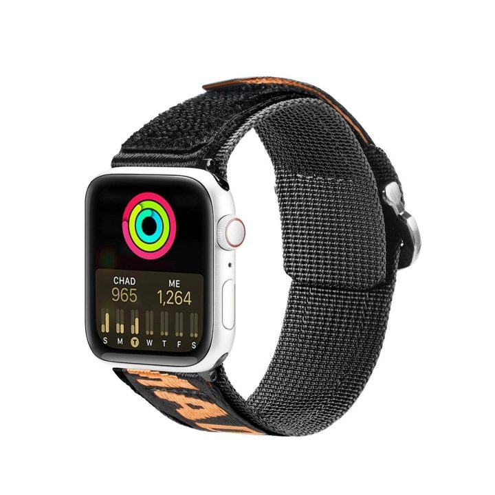 Dirželis (lauko versija) Apple Watch Ultra Strap, SE, 9, 8, 7, 6, 5, 4, 3, 2, 1 (49, 45, 44, 42 mm) juodos ir oranžinės spalvos