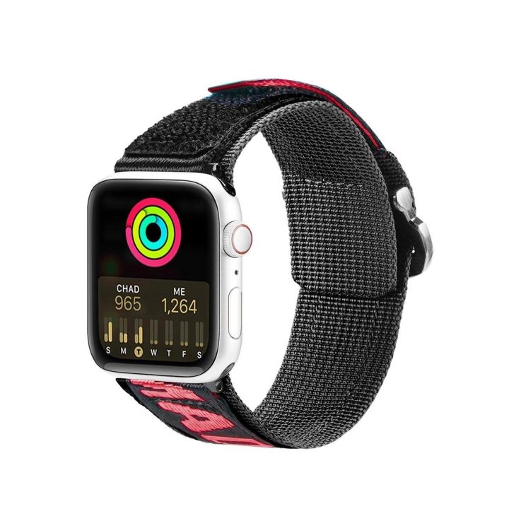 Dirželis (lauko versija) Apple Watch Ultra Strap, SE, 9, 8, 7, 6, 5, 4, 3, 2, 1 (49, 45, 44, 42 mm) Nailono apyrankė, juoda ir r
