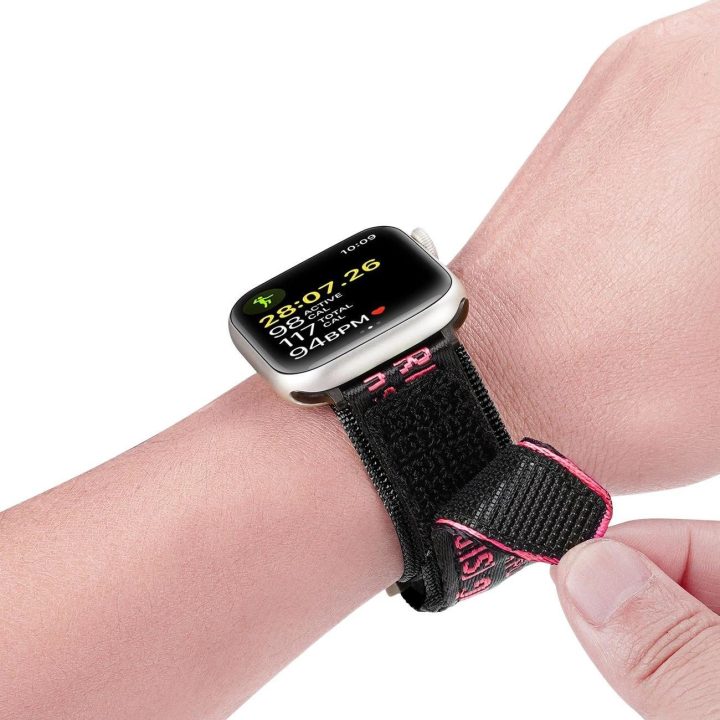 Dirželis (lauko versija) Apple Watch Ultra Strap, SE, 9, 8, 7, 6, 5, 4, 3, 2, 1 (49, 45, 44, 42 mm) Nailono apyrankė, juoda ir r