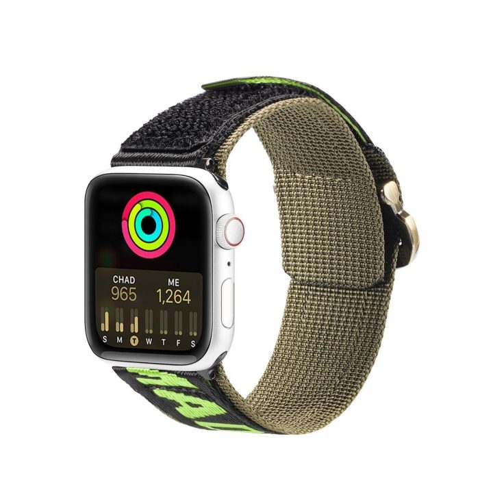 Dirželis (lauko versija) Apple Watch Ultra Strap, SE, 9, 8, 7, 6, 5, 4, 3, 2, 1 (49, 45, 44, 42 mm) Nailono apyrankė juoda/žalia