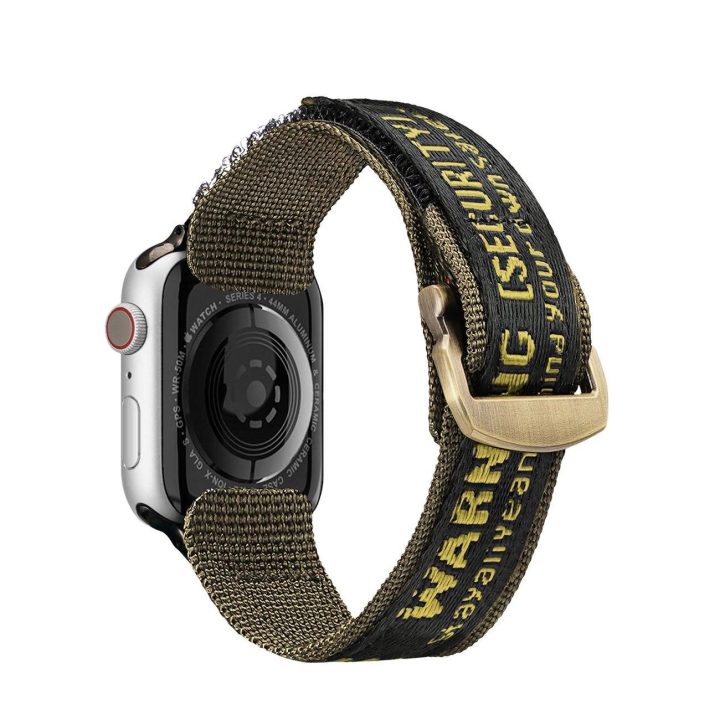 Dirželis (lauko versija) Apple Watch Ultra dirželis, SE, 9, 8, 7, 6, 5, 4, 3, 2, 1 (49, 45, 44, 42 mm) nailono dirželis geltona