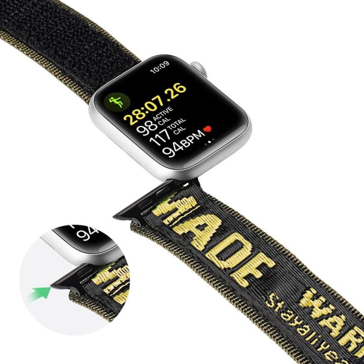 Dirželis (lauko versija) Apple Watch Ultra dirželis, SE, 9, 8, 7, 6, 5, 4, 3, 2, 1 (49, 45, 44, 42 mm) nailono dirželis geltona
