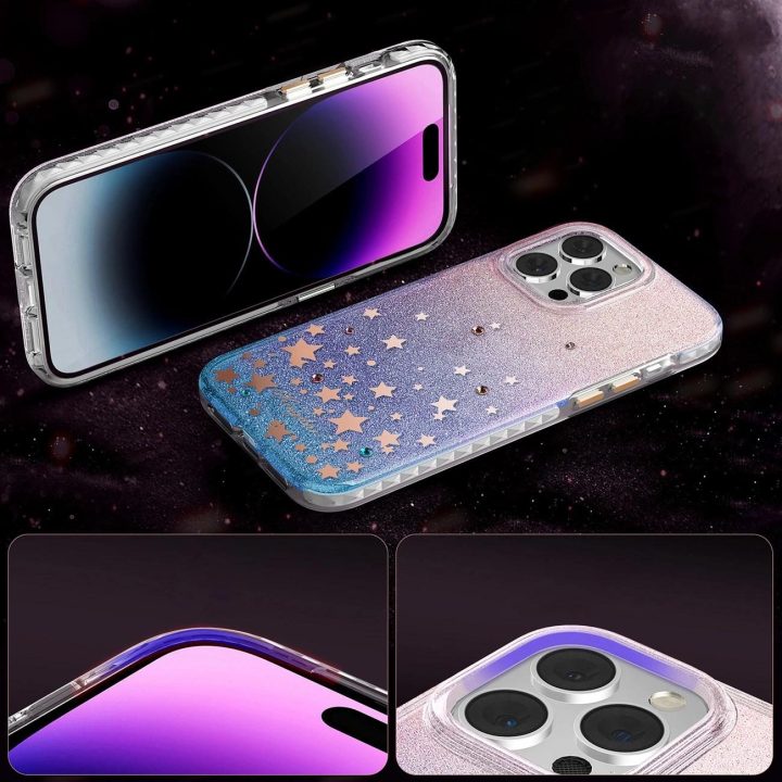 Kingxbar Heart Star serijos dėklas, skirtas iPhone 14 Plus dėklui su zodiako žvaigždėmis