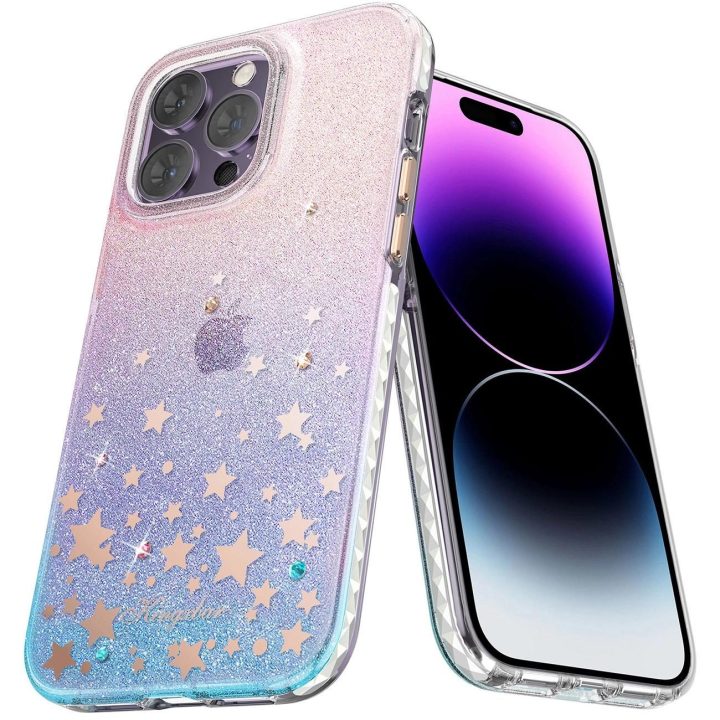 Kingxbar Heart Star serijos dėklas, skirtas iPhone 14 Plus dėklui su zodiako žvaigždėmis