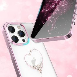Kingxbar Wish Series dėklas iPhone 14 Plus dekoruotas rožiniais kristalais