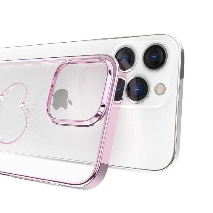 Kingxbar Wish Series dėklas iPhone 14 Plus dekoruotas rožiniais kristalais