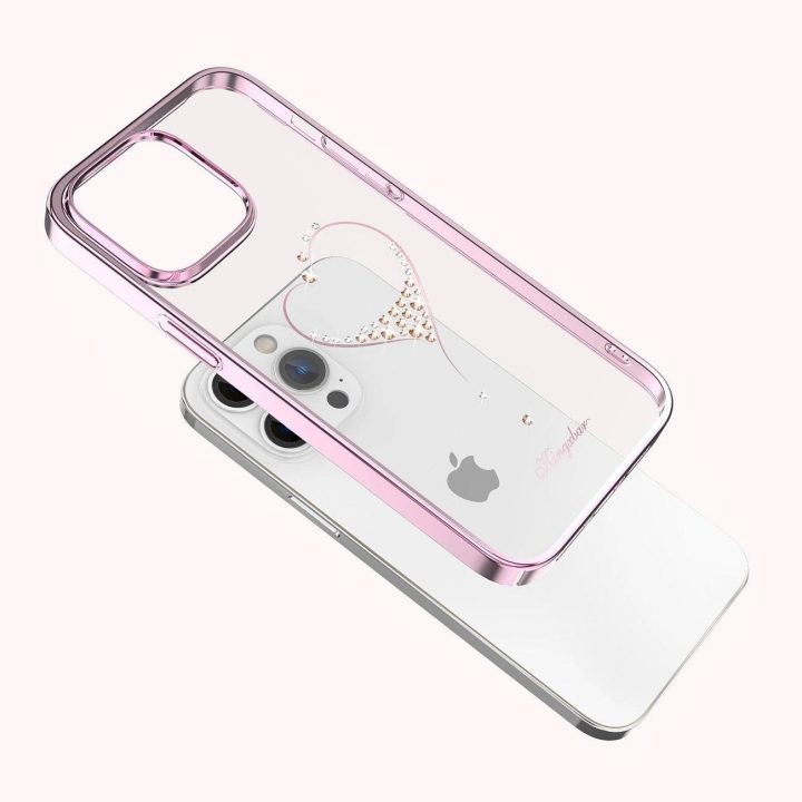 Kingxbar Wish Series dėklas iPhone 14 Plus dekoruotas rožiniais kristalais