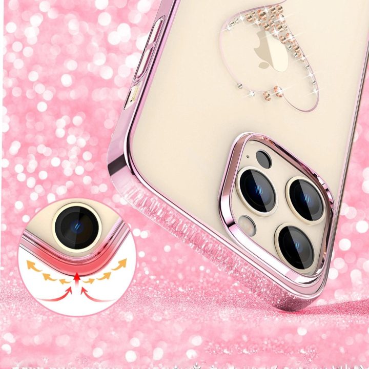 Kingxbar Wish Series dėklas iPhone 14 Plus dekoruotas rožiniais kristalais