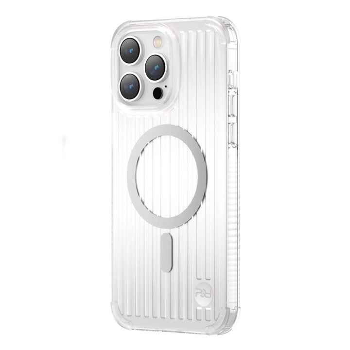 Kingxbar PQY Go Out serijos magnetinis dėklas skirtas iPhone 14 Plus MagSafe sidabrui