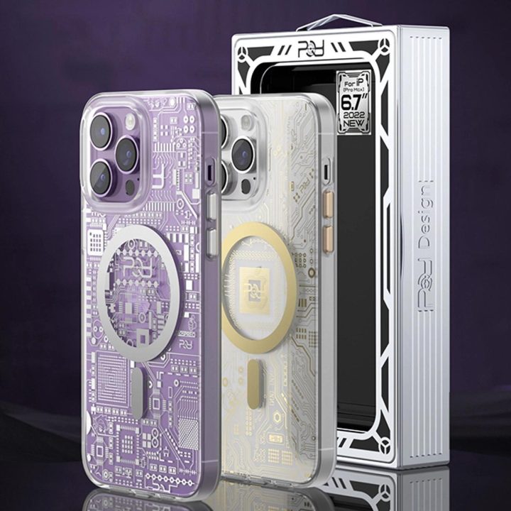 Kingxbar PQY Geek serijos magnetinis dėklas skirtas iPhone 14 Pro MagSafe gold