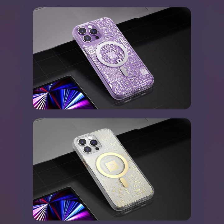 Kingxbar PQY Geek serijos magnetinis dėklas skirtas iPhone 14 Pro MagSafe gold
