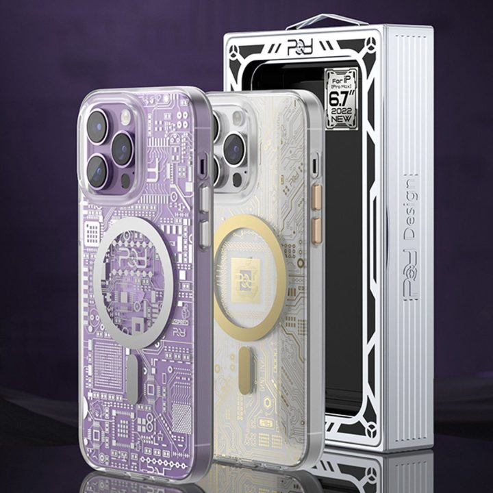 Kingxbar PQY Geek serijos magnetinis dėklas skirtas iPhone 14 Plus MagSafe gold