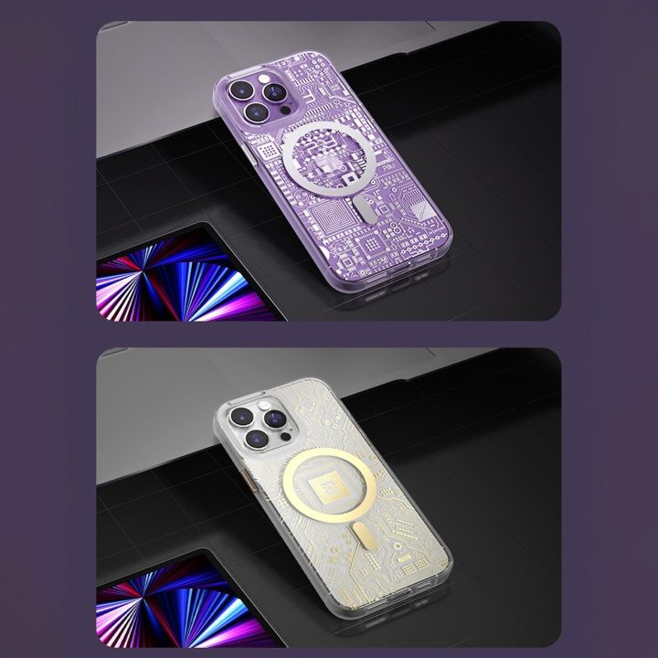 Kingxbar PQY Geek serijos magnetinis dėklas iPhone 14 Plus MagSafe sidabrinis