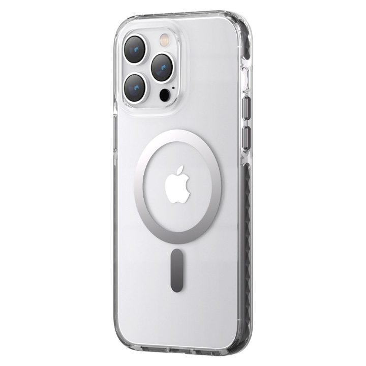Kingxbar PQY Ice Crystal serijos magnetinis dėklas iPhone 14 Plus MagSafe pilkas