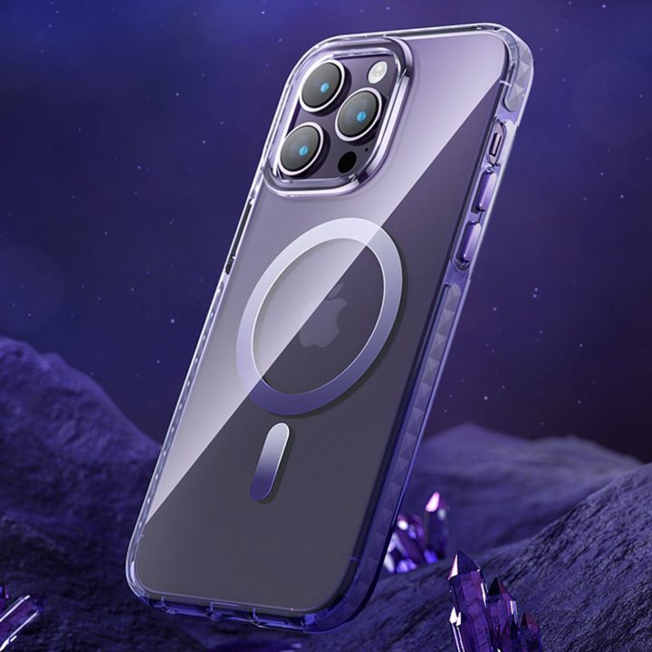 Kingxbar PQY Ice Crystal serijos magnetinis dėklas iPhone 14 Plus MagSafe pilkas