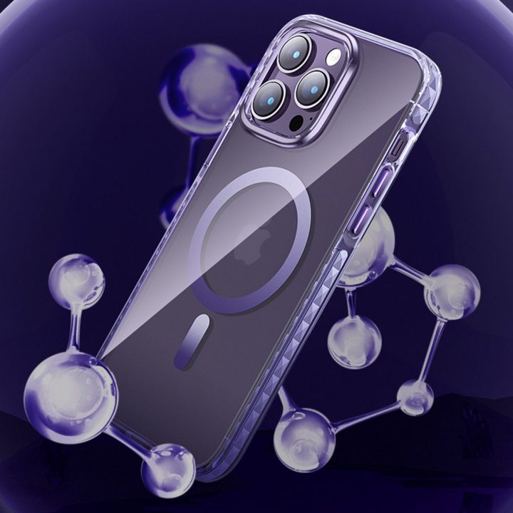 Kingxbar PQY Ice Crystal serijos magnetinis dėklas iPhone 14 Plus MagSafe pilkas
