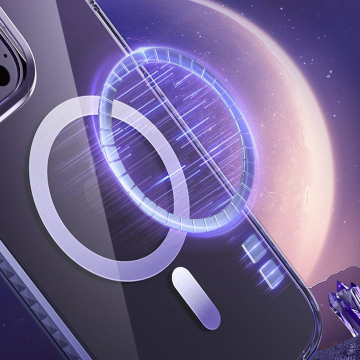 Kingxbar PQY Ice Crystal serijos magnetinis dėklas iPhone 14 Plus MagSafe pilkas