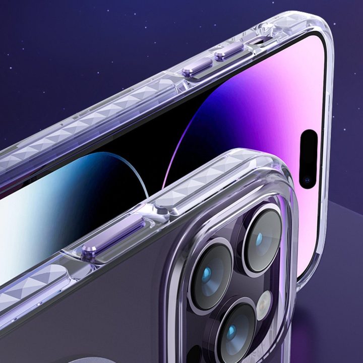 Kingxbar PQY Ice Crystal serijos magnetinis dėklas iPhone 14 Plus MagSafe pilkas