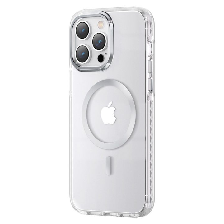 Kingxbar PQY Ice Crystal serijos magnetinis dėklas skirtas iPhone 14 Plus MagSafe sidabrui