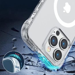 Magnetic Defender“ magnetinis dėklas, skirtas iPhone 14 Plus“ šarvuotajam dėklui su kabliukais, aiškiai stovi (suderinamas su Ma