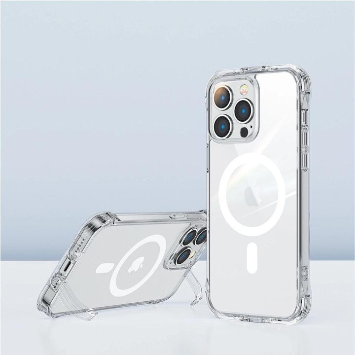 Magnetic Defender“ magnetinis dėklas, skirtas iPhone 14 Plus“ šarvuotajam dėklui su kabliukais, aiškiai stovi (suderinamas su Ma