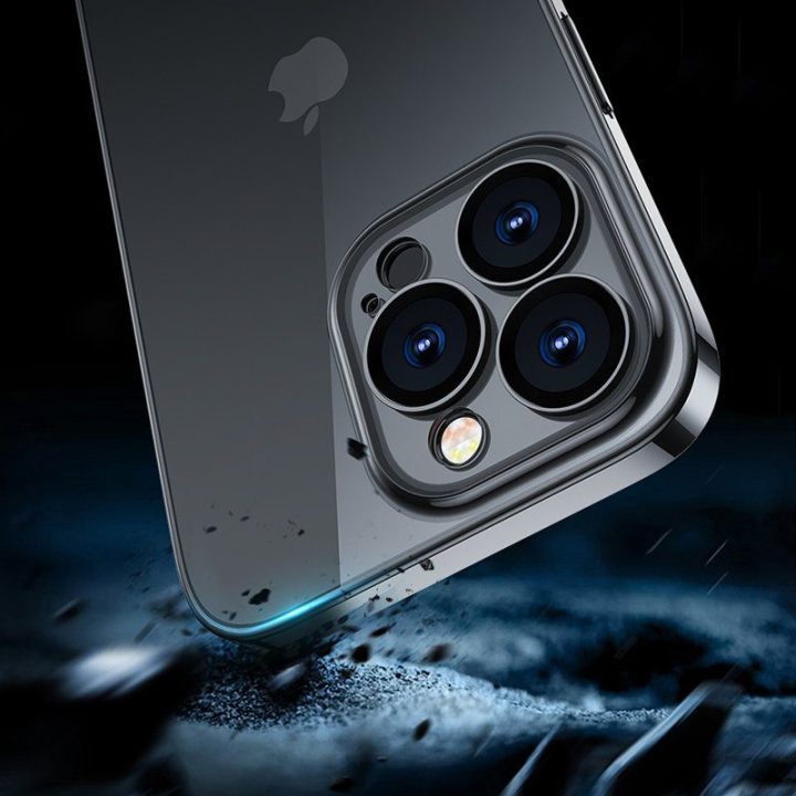 14Q Case dėklas, skirtas iPhone 14 Plus dėklo dangteliu su metaliniu rėmeliu juodas (JR juodas)