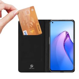 Skin Pro dėklas, skirtas Oppo Reno 8 atverčiamas dangtelis kortelių piniginės stovui juodas