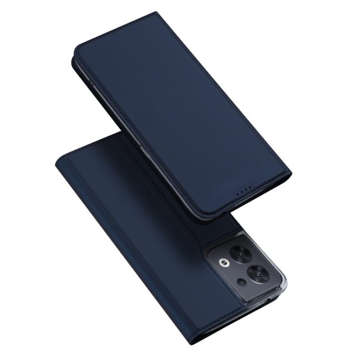 Skin Pro“ dėklas, skirtas Oppo Reno 8“ atverčiamam dangtelio kortelių piniginės stovui mėlynos spalvos