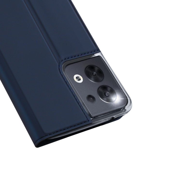 Skin Pro“ dėklas, skirtas Oppo Reno 8“ atverčiamam dangtelio kortelių piniginės stovui mėlynos spalvos