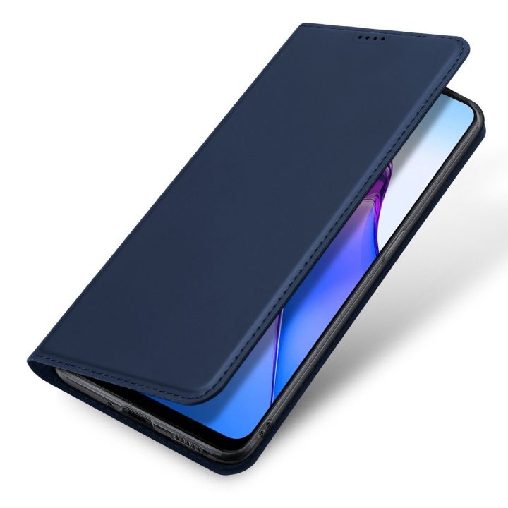Skin Pro“ dėklas, skirtas Oppo Reno 8“ atverčiamam dangtelio kortelių piniginės stovui mėlynos spalvos