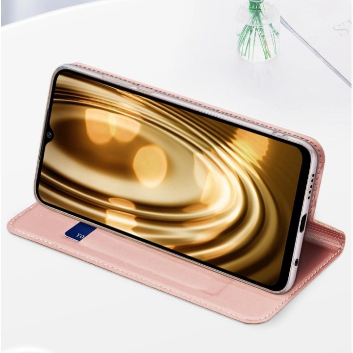 Skin Pro dėklas, skirtas Oppo Reno 8 Pro atverčiamu dangteliu kortelių piniginės stovui juodos spalvos