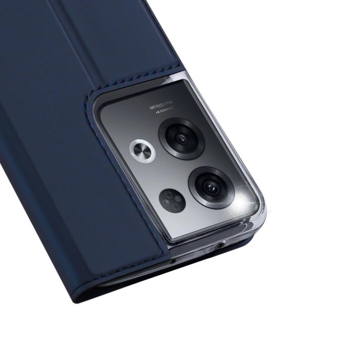 Skin Pro“ dėklas, skirtas Oppo Reno 8 Pro“ atverčiamu dangteliu kortelių piniginės stovui mėlynos spalvos