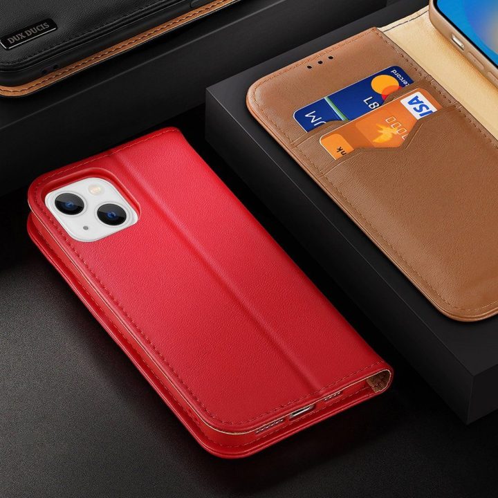 Odinis atverčiamas dangtelis Natūrali odinė piniginė kortelėms ir dokumentams iPhone 14 Plus Black