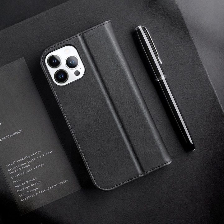 Odinis atverčiamas dangtelis Natūrali odinė piniginė kortelėms ir dokumentams iPhone 14 Pro Brown