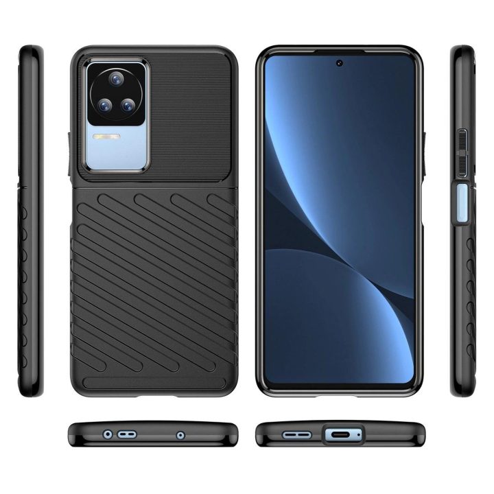 Thunder Case dėklas Xiaomi Poco F4 5G silikono šarvų dėklas juodas