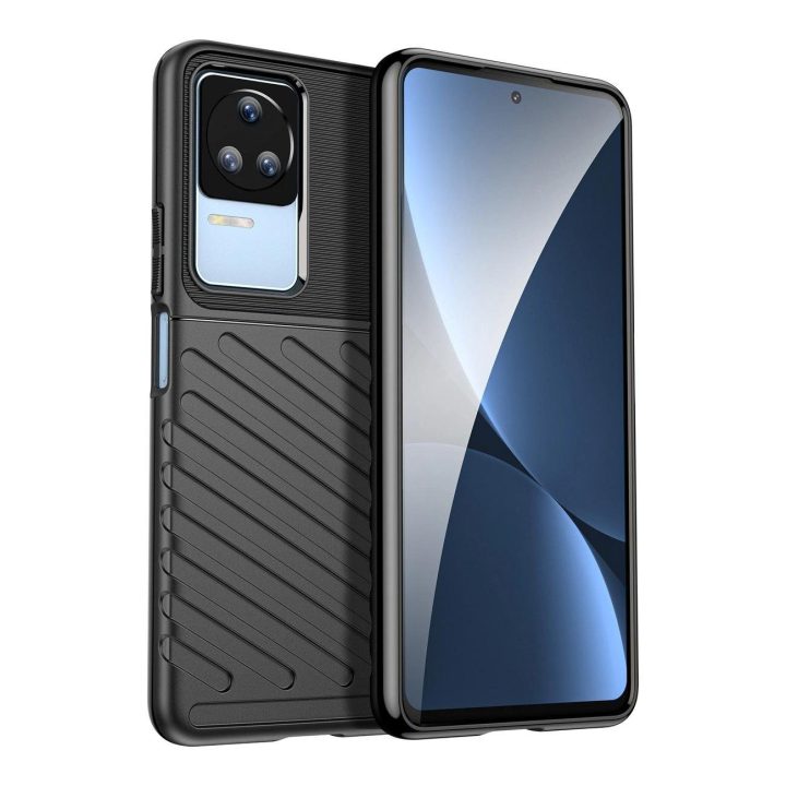 Thunder Case dėklas Xiaomi Poco F4 5G silikono šarvų dėklas juodas