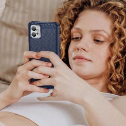 Anglies dėklas Xiaomi Poco F4 5G lankstus silikoninis anglies dangtelis mėlynas