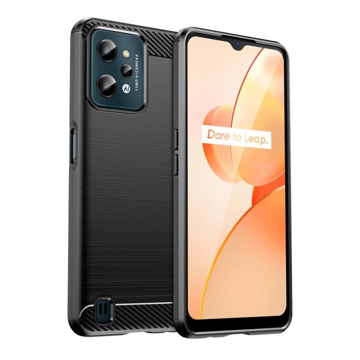 Carbon Case dėklas skirtas Realme C31 lankstus silikoninis anglies dangtelis juodas