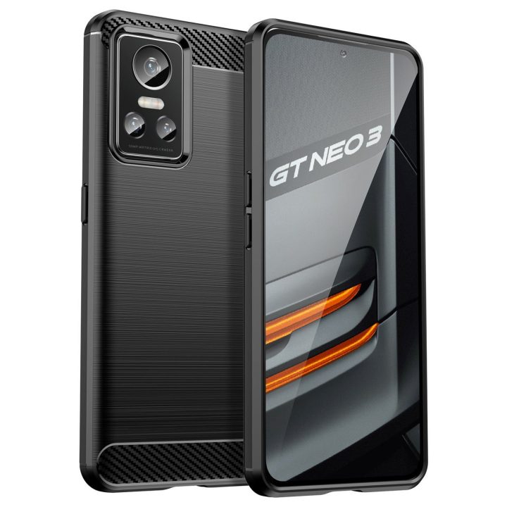 Carbon Case dėklas skirtas Realme GT Neo 3 lankstus silikoninis anglies dangtelis juodas