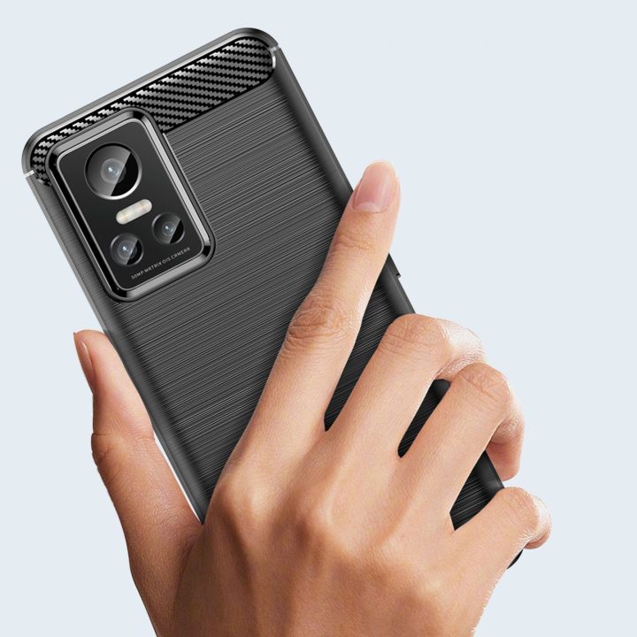 Carbon Case dėklas skirtas Realme GT Neo 3 lankstus silikoninis anglies dangtelis juodas
