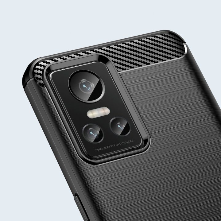 Carbon Case dėklas skirtas Realme GT Neo 3 lankstus silikoninis anglies dangtelis juodas