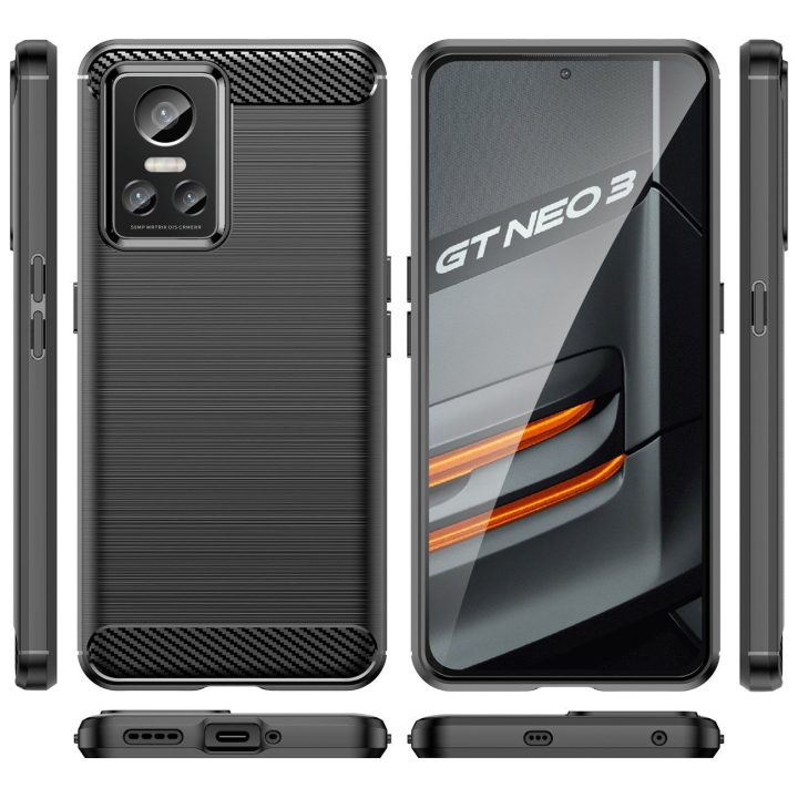 Carbon Case dėklas skirtas Realme GT Neo 3 lankstus silikoninis anglies dangtelis juodas
