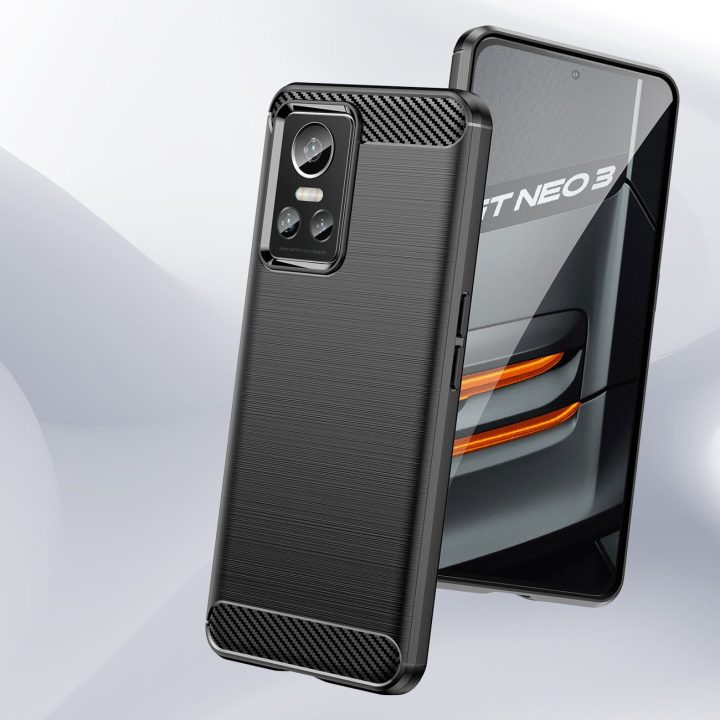 Carbon Case dėklas skirtas Realme GT Neo 3 lankstus silikoninis anglies dangtelis juodas