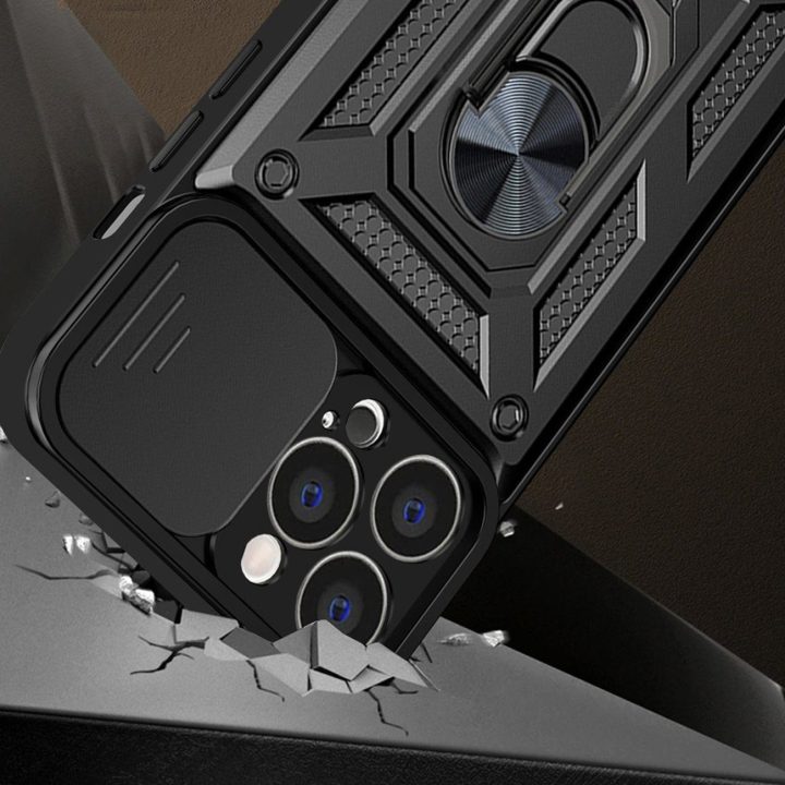 Hybrid Armor Camshield dėklas, skirtas iPhone 13 Pro Max šarvuotas dėklas su fotoaparato dangteliu rožinės spalvos